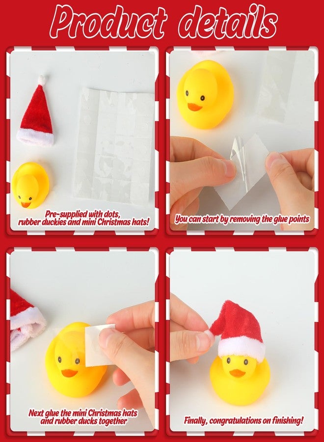 Liliful 48 Pcs Christmas Rubber Ducks with Hat Xmas Mini Rubber Ducks in Bulk Holiday Party Favors Bath Toys for Christmas Party Decor Gift (Santa Hat) - Image 3